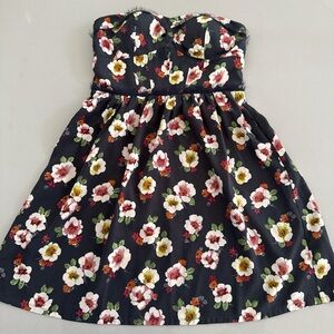 American Eagle Outfitters Black Floral Strapless Mini Dress Party Bridal Summer